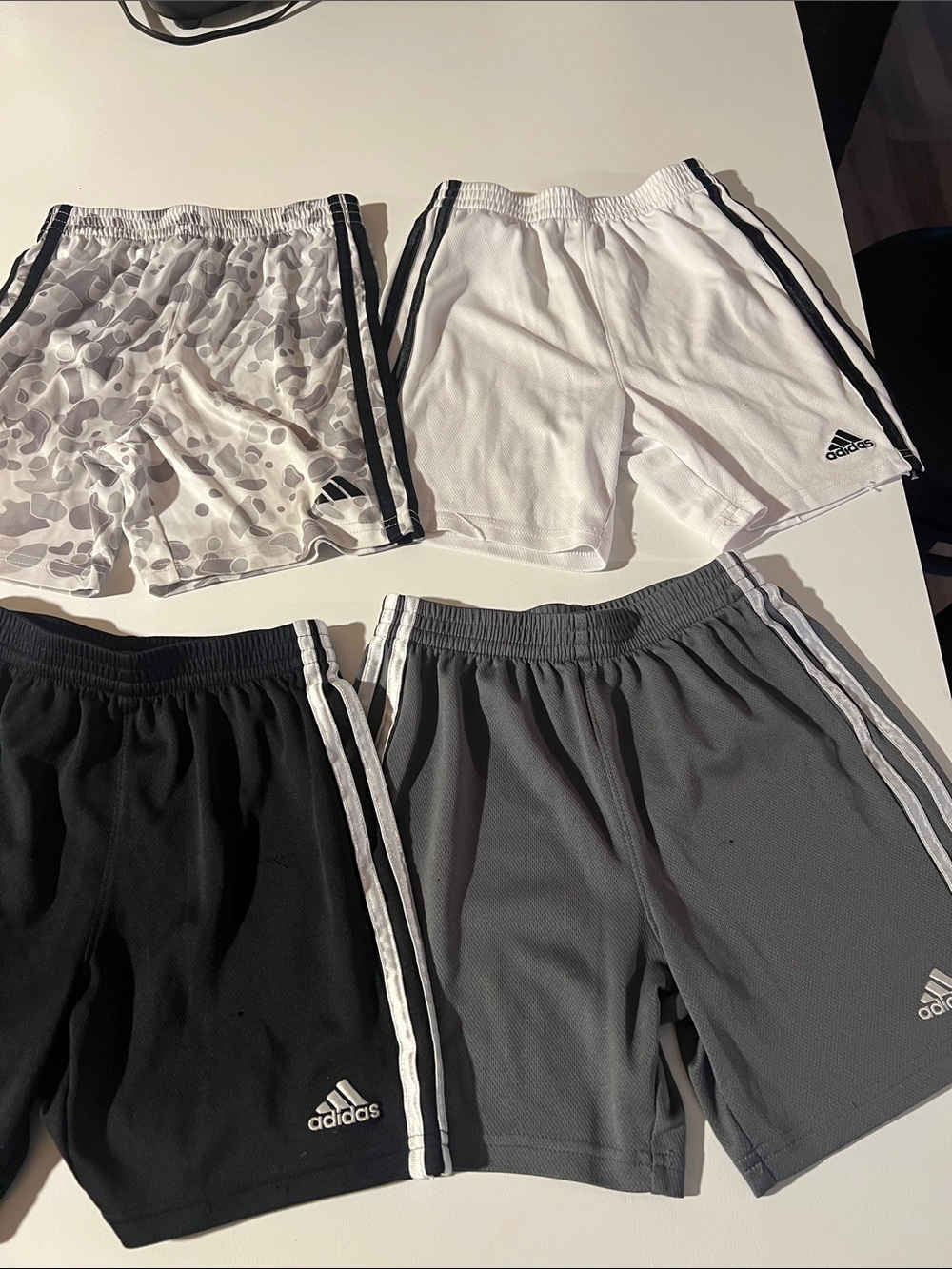 adidas Kids Sport Shorts Pack - White, Black, Gray, Gray Camo